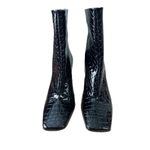 Good American Black Heel Ankle Boot Size 12 Patent Croc Embossed Square Toe NEW Photo 7