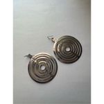 Y2K Vintage Womens Chunky Tiered Circle Disco Hoop Earrings Retro Glam 90s Groov Silver Photo 2