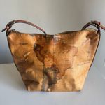 VTG Alviero Martini 1a Classe Geo Map Print Shoulder Bag Tan Brown Photo 2