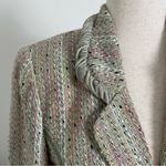 Retro Pastel Peppermint Candy Cane Blazer with Velvet Bow Jewel Silk Lining Pink Size 10 Photo 3