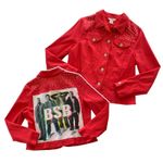 Via Penny Lane Reworked | Backstreet Boys Y2K Graphic Red Star Studded Jacket 8P Size 8 Photo 0