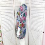 Boden Eliza Floral Bird Print Silk Blend Shift Tunic Dress Gray 4 Gray Photo 1