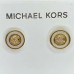 Michael Kors Gold Tone MK Logo stud earrings Photo 0