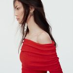 ZARA Off The Shoulder Red Top Photo 3