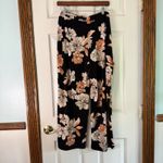Susan Graver Floral Print Lounge Pants Wide Leg Comfy Black XLP Photo 5