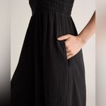 Quince  100% Organic Cotton Gauze Smocked Wide Leg Black Jumpsuit Photo 3