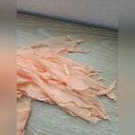 Italca Crepe Silk Ruffled Peach Long Neck Scarf Made In Italy Orange Photo 2