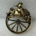 Cowboy Riding A Horse Brass Belt Buckle Photo 0