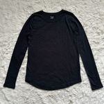Madewell Top Whisper Cotton Rib-Crewneck Long-Sleeve Tee True Black XXS NWT New Photo 4