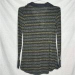 Laila Jayde (XS) Shimmer Stripe Collar Long Sleeve High Low Metallic Knit Top Black Photo 6