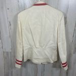 NIPON BOUTIQUE Blazer Size US 6 Cream Red Double Breasted Linen Trimmed Tailored Photo 5