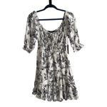 MARY & MO White Black Floral Print Tiered Ruffle Square Neck Midi Dress M Size M Photo 1