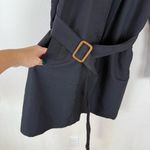 Ralph Lauren Lauren Black Trench Coat with Lamb Leather Collar Photo 2