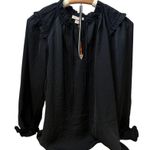 Knox Rose  Women's Black Long Sleeve Satin Shirt - Size Medium - NWT Photo 0