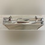 Gold Metallic Box Shaped Evening Bag, Detachable Silver Chain, Interior Pocket Photo 2