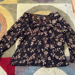 Floral Print Sheer Ruffle Belle Sleeve 3/4 Sleeve Blouse Shirt Top Size Medium Multi Photo 0