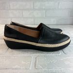 FitFlop  Casa Loafers Womens 8 Black Leather Slip-On Wedge Platform Espadrilles Photo 1