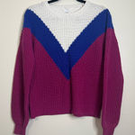 Time and Tru Colorblock Sweater S Lolita Pink Blue White Chevron Pullover‎ Photo 0