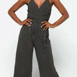 Kaileigh  Chic Black and White Striped Jumpsuit Photo 0