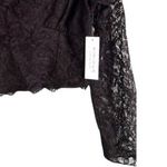 Kirious  Black Lace Crop Top Juniors Size XL  Long Sleeve Pullover Scoop Neck NWT Photo 2