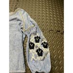 ZARA Tribal Embroidered Chambray Peasant top Linen Blue Long sleeve XS SOLD OUT Photo 3