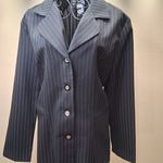 NWOT Periwinkle by Barlow Navy Pinstripe Blazer Black Size 14 Photo 1