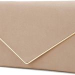 Suede Clutch Bag Elegant Metal Binding Evening Purse for Wedding/Prom/Black-Tie Events Photo 1