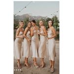 Show Me Your Mumu  Verona Cowl Midi Dress Size Large Satin Slip Champagne Photo 2