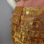 Vintage Handmade Dress Gold Fringe Ribbon Pink New Years Eve Christmas Holiday Size XXS Photo 4