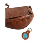 Patricia Nash Tan Saddle Tooled Leather Floral Embossed Crossbody Bag Photo 5