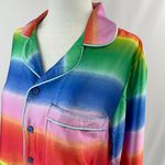 BP New  Rainbow Ombre Stripe Satin Button Down Shirt Photo 6