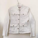 Studio West White denim jean button up down jacket long sleeve cargo pockets western vibe-M Measurements in pics Photo 0