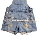 Madewell  Denim Distressed Short Overalls Size: M Photo 2