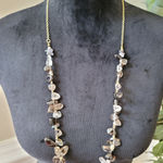 Women's Smoky Quartz Chip Bead Necklace With Gold Chain And Lobster Clasp Lock Photo 0