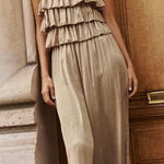 ZARA  PLEATED RUFFLED SATIN EFFECT JUMPSUIT SIZE MEDIUM Photo 0