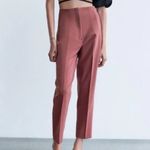 ZARA Women's High Waisted Pleated Ankle Trousers in Rose Pink Size S Photo 2