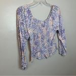Japna Floral Ruched V-Neck Top - Purple and Pink Photo 3