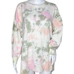 Old Navy  Sweatshirt Women Medium Pink Green Tie Dye Side Slits Casual Athleisure Photo 0