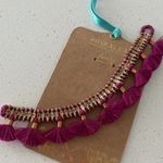 Anthropologie  Felicity  bracelet bohemian style Brass and cotton magenta nwt Photo 4