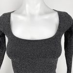 ZARA  Black Ribbed Knit Scoop Neck Long Sleeve Speckled Sweater Crop Top Sz XS/S Photo 2