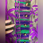 Dana Buchman Vintage  Silk Tropical Print Long Sleeve Shirt Size 6 Purple Photo 4