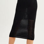 Nine West Black Lined Crocheted Midi Skirt Pencil Small Photo 0