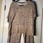 WOMENS XXL 2X NATURAL LEOPARD HONEYDEW 2 PIECE JERSEY PAJAMAS SET CROP PANT Tan Photo 0