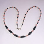 Pink Rose Quartz? Black Beaded Boho Classic Necklace Photo 2