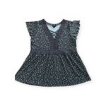 Torrid  Womens Gray Ditsy Floral Deep V-neck Babydoll Top Photo 2