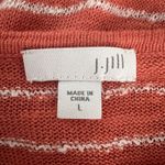 J. Jill Sweater Womens Large Orange‎ White Stripe Linen Blend Lightweight Casual Orange Photo 6