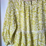 Anthropologie Yellow Floral Babydoll Tiered Midi Dress Small 3/4 Sleeve Boho Photo 2