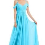 Azazie Sz 6 Light Blue Maxi Chiffon Dress with Slit Photo 0