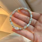 Stainless steel Pearl And Beaded Collar Necklace SET Womens Blue Photo 6