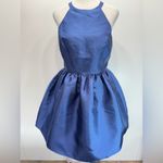 Wendy Bird Formal Party Dress Navy Blue Satin Halter Neckline Fit and Flare 2 Photo 3